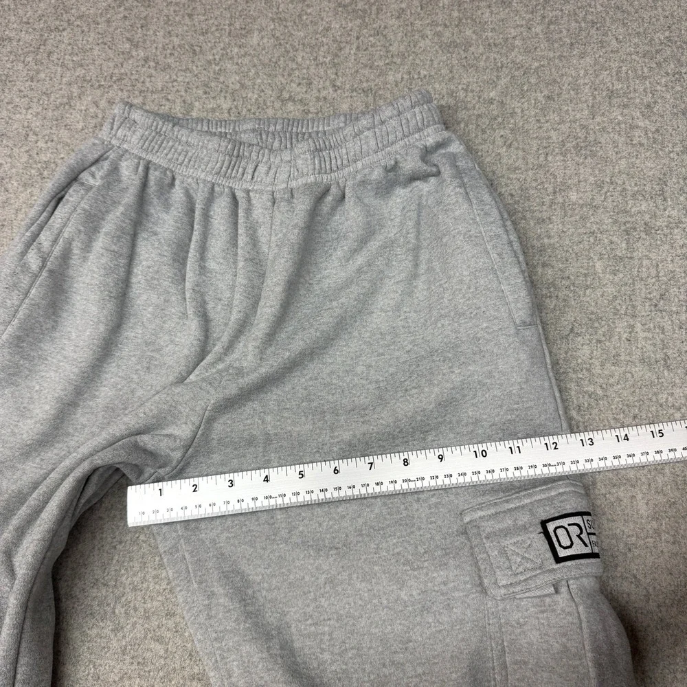 Unbranded Cargo Sweatpants Medium Gray Fleece Lined Elastic Waist Streetwear